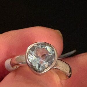 Sterling Silver Heart Gemstone Ring - Light Blue